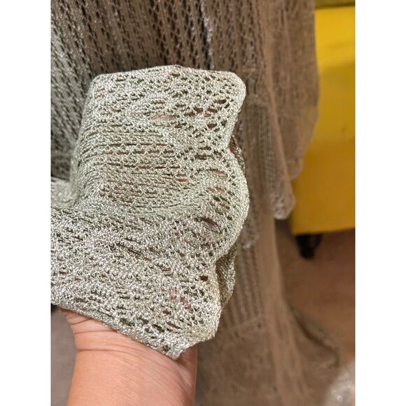 Vintage Damainou Metallic Knit Evening Set – Maxi Dress & Jacket Sage Silver, M - Picture 5 of 10